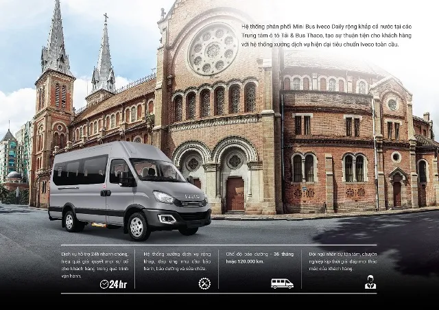 Alt: Xe minibus Iveco Daily Plus với thiết kế ngoại thất năng động