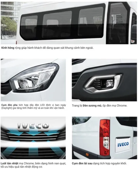 Alt: Ngoại thất xe Iveco Daily Plus với các chi tiết mạ chrome sang trọng