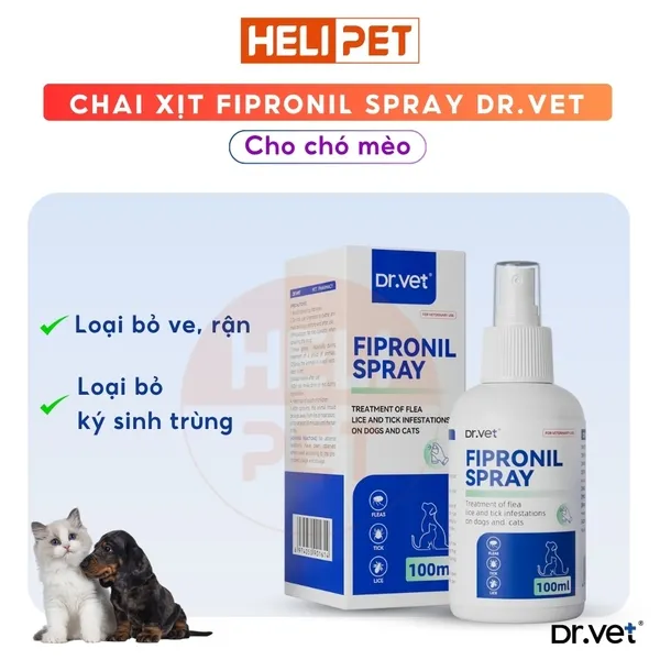 Thuốc xịt FIPRONIL trị ve, rận cho chó mèo Dr.VET