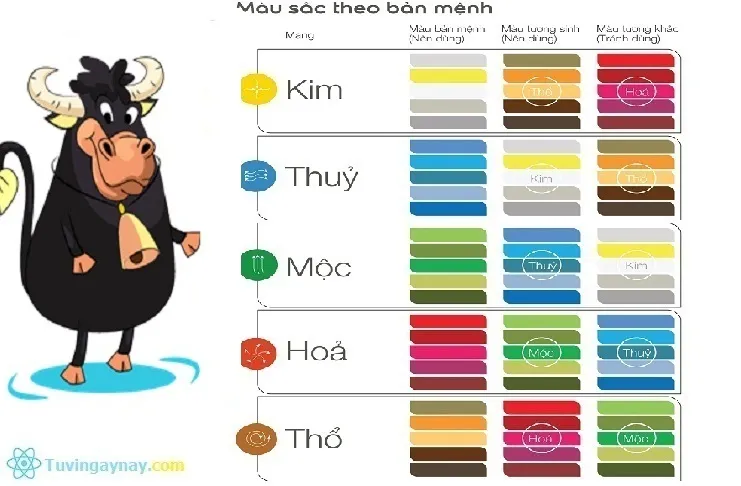 Màu sắc may mắn cho tuổi Sửu phụ thuộc vào mệnh của họ